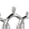 12" Silver Abstract Family Figures Decorative Sculpture with Black Rectangular Base